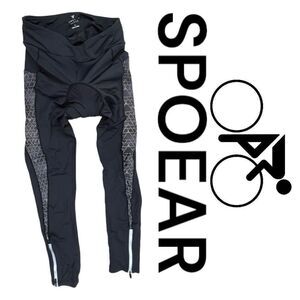 Spoear Women's Ankle Zip High Waisted Padded Biking Leggings Black Size Large